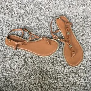 Brown braided sandals